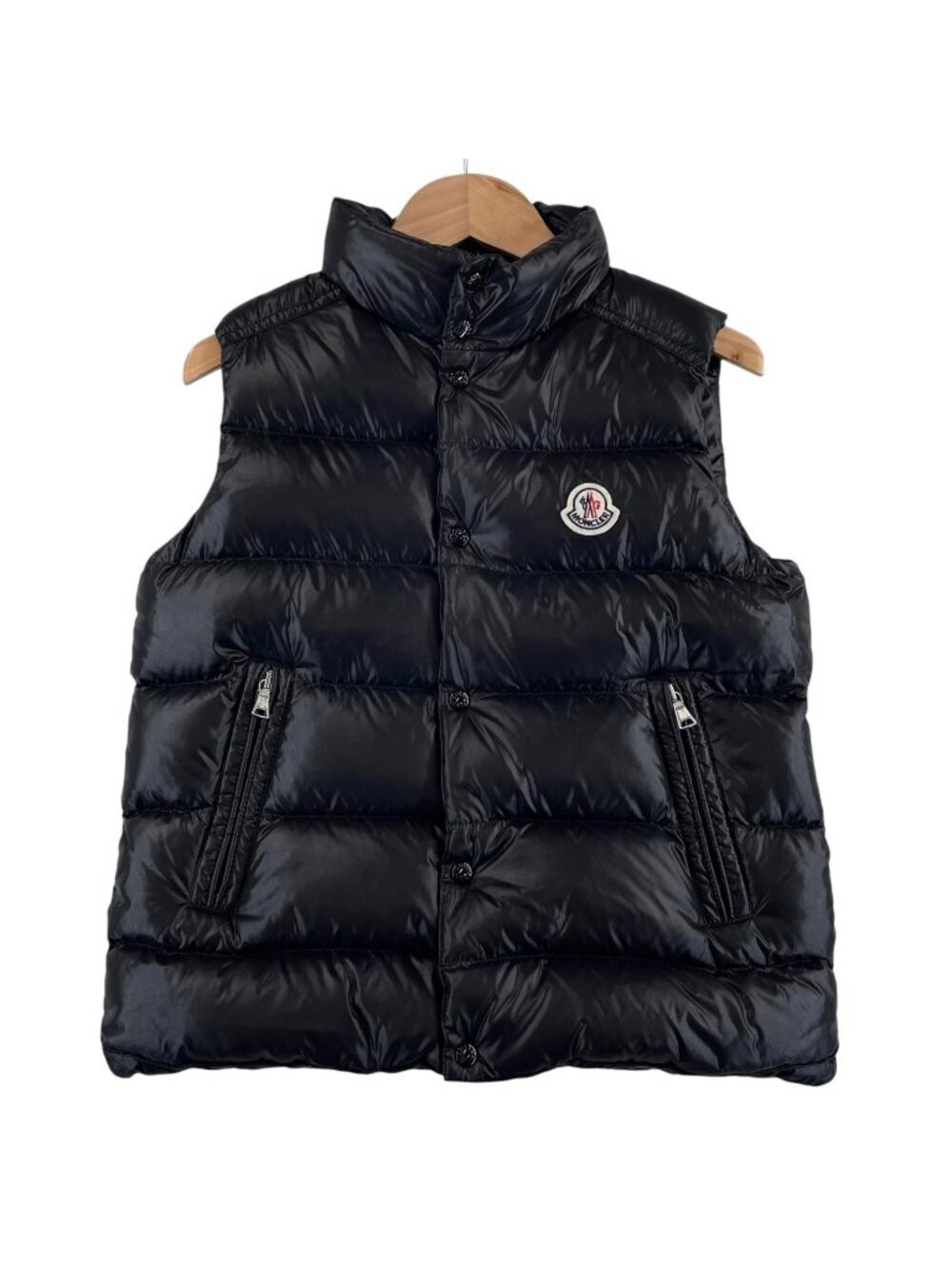 Moncler Tib Gilet Logo Patch Down Vest Black 140 Kids